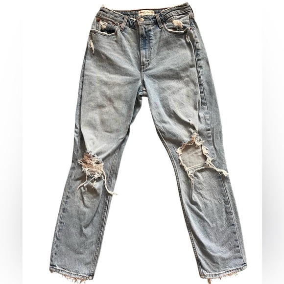 Abercrombie & Fitch Denim - Abercrombie & Fitch Curve Love Distressed Mom Jean